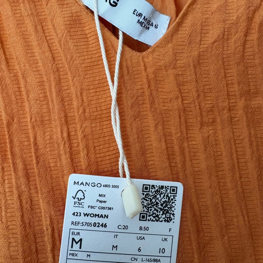 NWT Mango Orange Tiered V‑Neck Maxi Vacation dress - Picture 2 of 10
